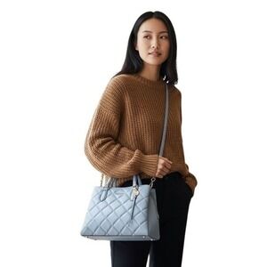 NWT Nine West Meilani Medium Satchel Crossbody Handbag Bluestone Quilted Purse